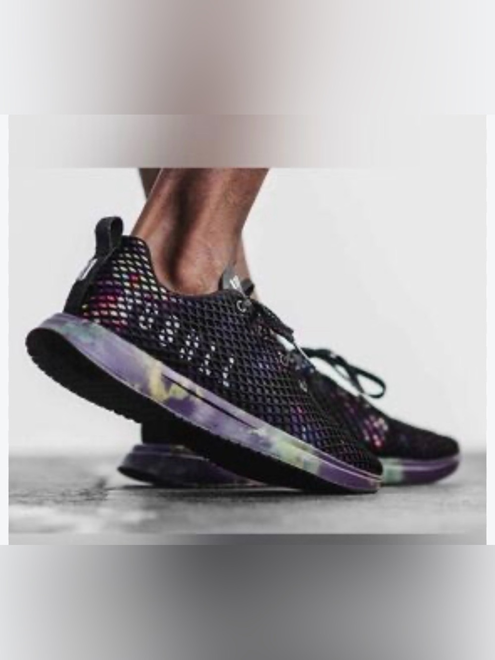 NOBULL tie dye Black Mesh Sneakers with Purple Galaxy Sole